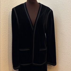 Vintage 1970’s ACT lll black velvet long sleeve jacket and maxi skirt Size 16/18